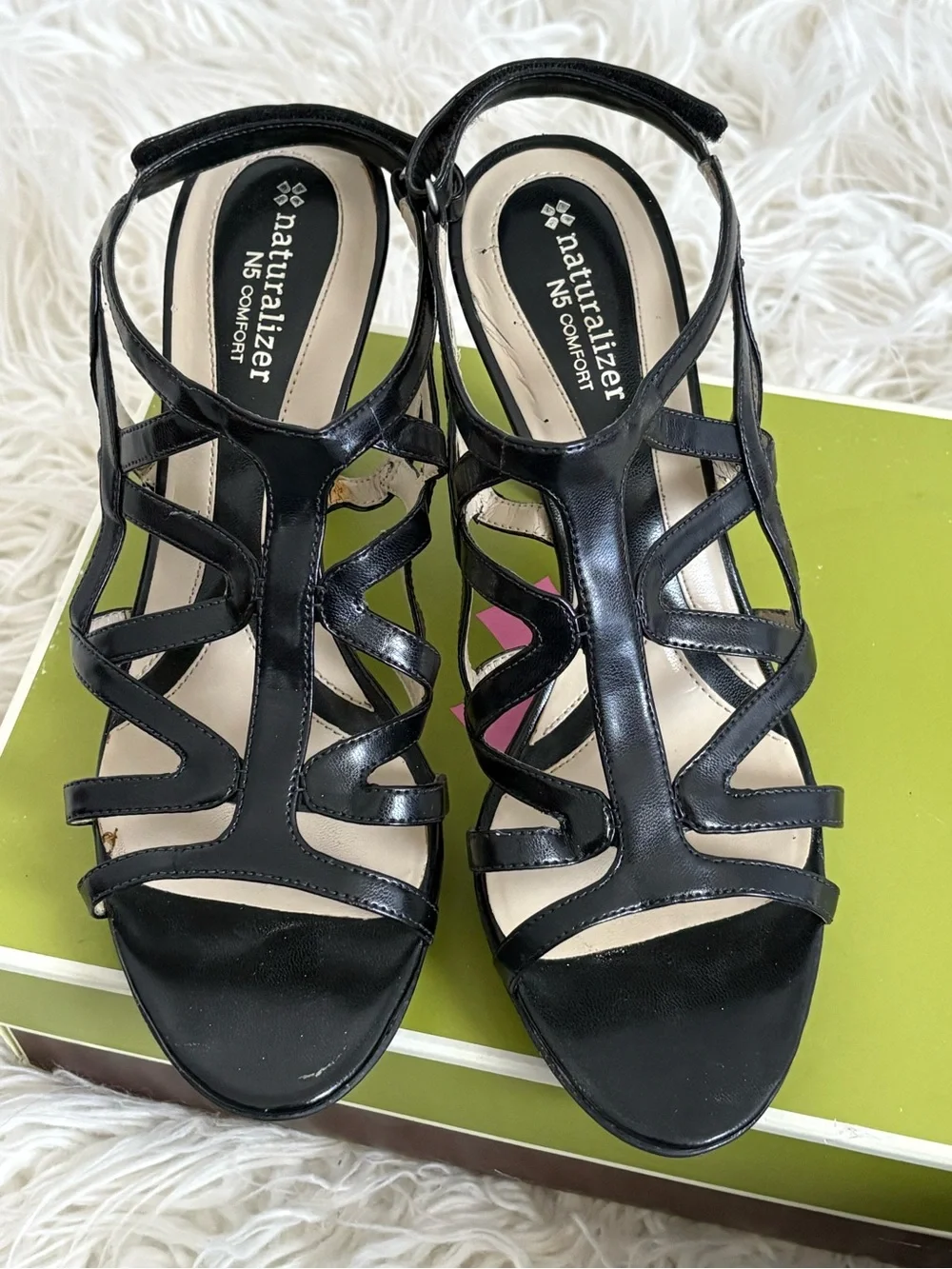 Naturalizer Danya Black Strappy High Heel Sandals Size 10